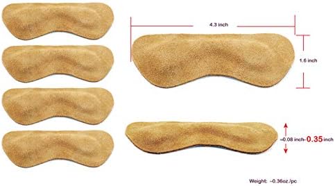 Premium Leather Heel Grips Liner Cushions Inserts for Shoes Too Big, Heel Pads for Heel Pain,Filler Protect Improved Women Men Shoe Fit and Comfort, Khaki,3 Pairs (0.35 inch Thicker)