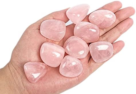 ZenQ 1/2 lb Tumbled Rose Quartz Stones for Wicca, Reiki, and Energy Crystal Healing, Natural Rose Quartz Crystal from Brazil