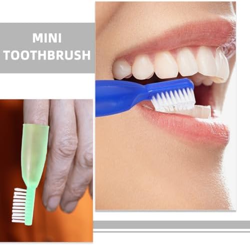 20pcs Mini Finger Toothbrushes Small Soft Bristle Manual Toothbrushes for Prison Use Dental Cleaning Oral Care Tools with Short Handle in Blue and Light Green
