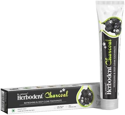 Herbodent® Charcoal Toothpaste - 6.53oz/185g Pack of 1 | Whitens Teeth & Fresh Breath | No Bleach, No Fluoride | Activated Bamboo Charcoal & Organic Herbs -Wheat Germ, Thyme, Clove