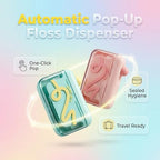 Automatic Pop-up Portable Floss Dispenser with 50 Pcs Dental Floss, Refillable for Home, Restaurant, and On-the-Go Oral Care (Pink)
