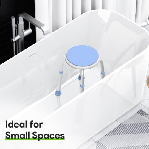Delog 360 Rotating Swivel Shower Seat - Adjustable Seat for Tub & Small Bathtub - 300lb Capacity with Anti-Slip Rubber Tips