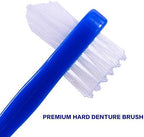 OASISGUEST Denture Cleaning Brush Set, T-Shaped Special Toothbrush, Hard Toothbrush, for Denture Care (Blue, Red, White, 3 Count (Pack of 1))