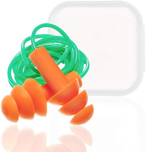 Bememo 6 Pairs Reusable Corded Earplugs Noise Reduction Silicone Ear Plugs with Case Waterproof Earplugs Sound Blocking Hearing Protection for Shooting Sleeping Snoring Swimming Study Sports