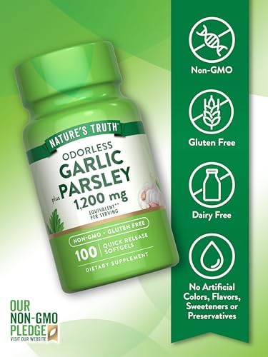 Nature's Truth Odorless Garlic and Parsley | 100 Softgels | Non-GMO & Gluten Free Extract Supplement