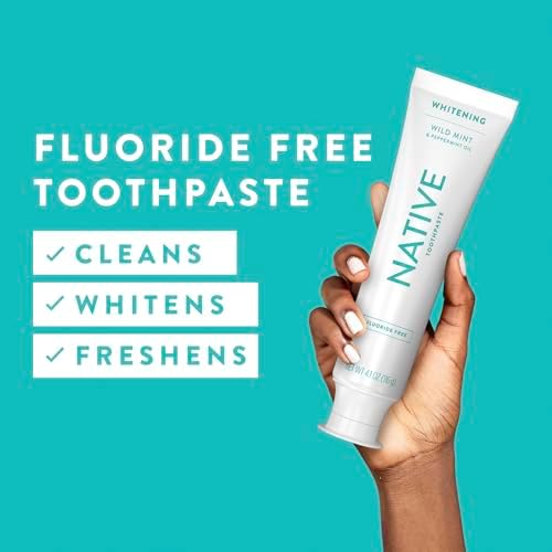 Native Fluoride Free Toothpaste, Whitening - for Adult, Kids 2+ Oral Care - Wild Mint & Peppermint Oil Flavor, 4.1oz (Pack of 3)