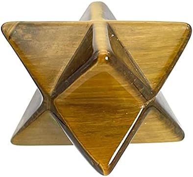 1 Inch Tiger's Eye Stone Merkaba Star, Healing Crystal Carving Geometric Eight-Pointed Sacred Star for Divine Meditation Spiritual Positive Energy Therapy