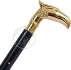Handmade Eagle Head Wooden Folding Screwed Together Walking Stick 36 Inches Handcrafted Walking Cane with Brass Handle for Gifts