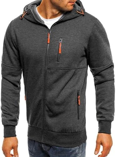 Riskrole Men's Zip Up Fleece Hoodie Lightweight Sweatshirt Long Sleeve Sports Hooded Jacket with Zipper Pockets