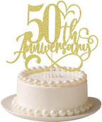 50 Wedding Anniversary Cake Topper - 50th Anniversary Party / 50th Birthday Party Happy Gold Glitter Party Decoration Ideas (50)