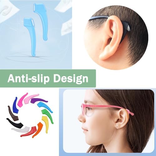 OPUGIT Eyeglass Ear Grips Hook, Anti-Slip Soft Comfortable Silicone Ear Hook, Eye glass Temple Tips Sleeve Retainer 10 Pairs
