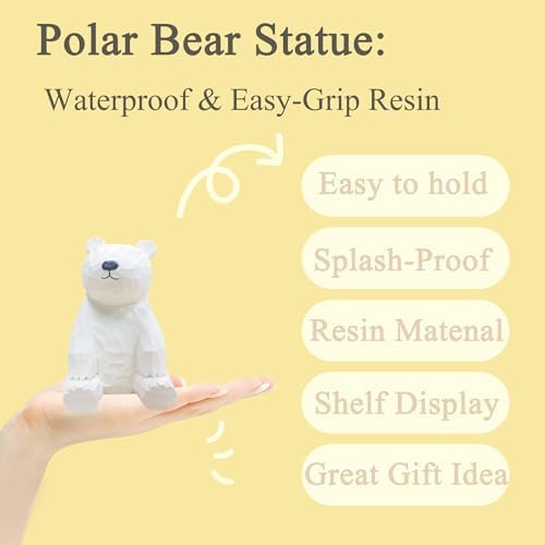 4PCS Polar Bear Family Statue, White Polar Bear Mom and Baby Figurine Home Decor Realistic Polar Animal Sculptures for Desktop Shelf Table Desk Bedroom Office Farmhouse Decoration Gifts
