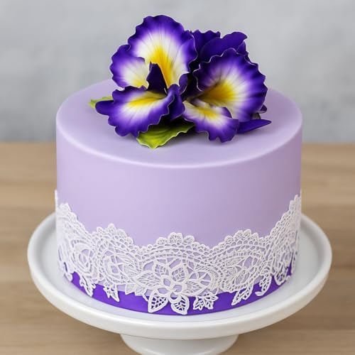 Global Sugar Art Dutch Iris Sugar Cake Flowers, Purple with Yellow Center 1 Count by Chef Alan Tetreault