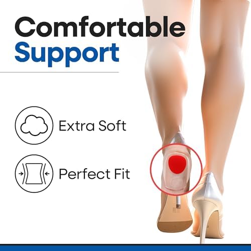 Gel Heel Pads for Shoes | Plantar Fasciitis Heel Cups for Pain Relief | Silicone Cushions for Bone Spur Relief | Protector Insoles | Sore Heal Bruised Feet | Shoe Inserts for Women & Men (S/M 3-Pair)