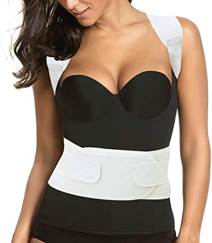 Thoracic Back Brace Posture Corrector - Magnetic Support for Neck Shoulder Upper and Lower Back Pain Relief - Perfect Posture Brace for Cervical Lumbar Spine - Fully Adjustable Belt (Beige, Medium)