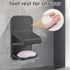 Shower Foot Rest, Shower Benches for Inside Shower to Sit On, Shower Stool for Shaving Legs - Thickened ABS Shower Foot Stool with Non-Slip Strip, Drainable Soap Box Storage（Dark Gray）