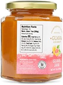 Guava Gourmet Guava Jam (12oz, Jar), Fresh Tropical Guava Fruit Jam, All-Natural, Non-GMO, Vegan, Gluten and Cholesterol-Free Premium Artisan Craft Jam, No Fillers or Preservatives, Certified Kosher