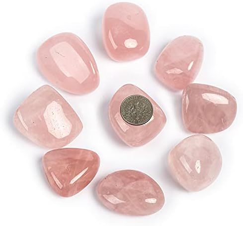 ZenQ 1/2 lb Tumbled Rose Quartz Stones for Wicca, Reiki, and Energy Crystal Healing, Natural Rose Quartz Crystal from Brazil