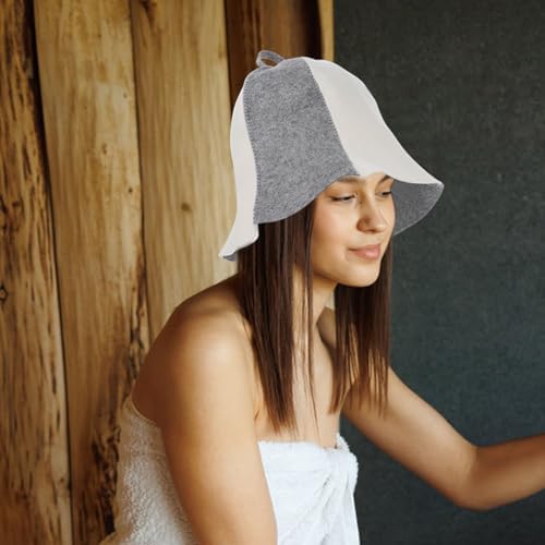 POPETPOP Felt Sauna Hats 3 Pack Thick Insulating Protective Bath Caps with Hanging Loop Comfortable Breathable Sauna Hair Protector for Men and Women Spa Shower