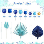 38 PCS Balls Cake Toppers Palm Leaves Cake Decorations for Birthday Wedding Baby Shower Party Supplies (Blue)