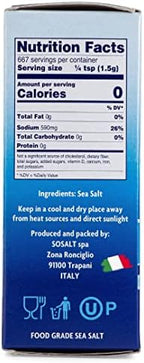 SOSALT Dal Mare di Trapani Fine Natural Sea Salt – Authentic Sicilian Sea Salt Harvested from the Mediterranean, 1 kg (35.3 oz), Unrefined, All-Natural, Non-Iodized Gourmet Salt, Product of Sicily, Italy