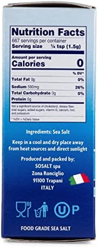 SOSALT Dal Mare di Trapani Fine Natural Sea Salt – Authentic Sicilian Sea Salt Harvested from the Mediterranean, 1 kg (35.3 oz), Unrefined, All-Natural, Non-Iodized Gourmet Salt, Product of Sicily, Italy