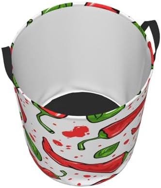 Chili Peppers Print Laundry Basket Waterproof Collapsible Round Laundry Hamper Toys Clothes Organizer Gift Basket For Room Medium