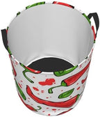 Chili Peppers Print Laundry Basket Waterproof Collapsible Round Laundry Hamper Toys Clothes Organizer Gift Basket For Room Medium