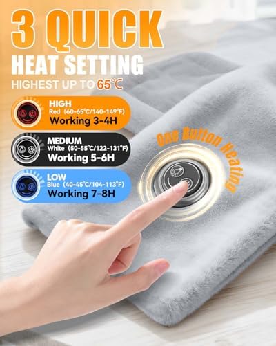 Heating Pad for Neck, 5000Amh Heated Scarf Rechargeable with Light Button, 3 Heating Levels Heated Neck Wrap for Pain Relief, Electric Heated Pad for Men & Women, Valentine's Day Gifts