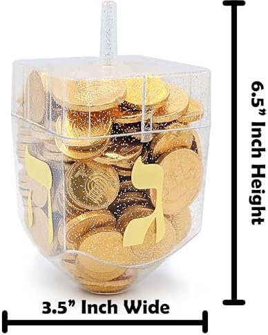 The Dreidel Company Jumbo Hanukkah Fillable 6.5" Inch Dreidel, Stands Straight on Table, Can Be Filled with Hanukkah Gelt or Any Hanukkah Item (2-Pack)