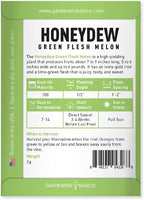 Gardeners Basics, Honeydew Seeds for Planting - Green Flesh Melon Heirloom, Non-GMO Fruit Seed Variety- 2 Grams Seeds Great for Summer Honey Dew Melon Gardens