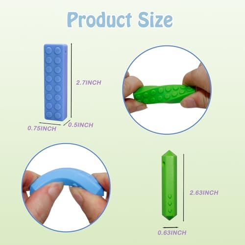 Chew Necklaces for Sensory Kids, 6 Pack Chewy Necklaces for Autism and ADHD, Silicone Pendants Chewies for Baby Teething, Chewing Necklaces for Toddler Boys and Girls