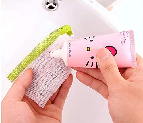 AKOAK 10 PCS Exfoliating Mesh Soap Pouch Bubble Foam Net Soap Sack Saver Pouch Drawstring Holder Bags (Color Random)