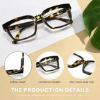 Tortoiseshell Reading Glasses–Blue Light Blocking Oversized Square Readers, Anti Glare Reading Glasses for Women & Men