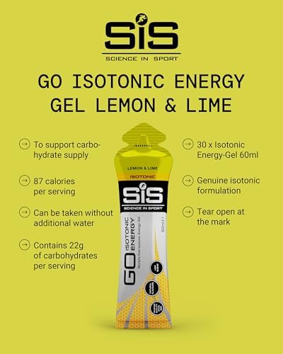 Science in Sport GO Isotonic Energy Gel - Fast-Acting Liquid Carbohydrate Gel for Instant Energy - Sports Nutrition - Gluten-Free & Vegan - Lemon & Lime Flavor - 30 Count