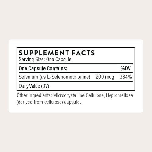 THORNE - Selenium - 200 mcg Selenium Supplement for Antioxidant Support - Supports Thyroid Health, Immune Function & Healthy Aging - Third-Party Certified - Gluten, Dairy & Soy-Free - 60 Capsules