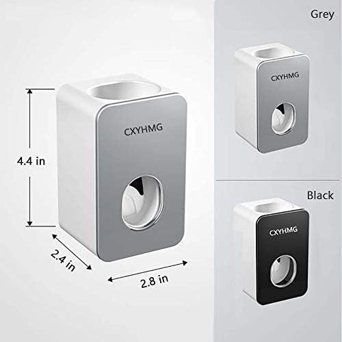 Toothpaste Dispenser, 2 PCS Automatic Toothpaste Squeezer Dispenser for Kids & Family Shower, is Wall Mount Bathroom Accessories with Super Sticky Suction Pad. (Black-Grey)