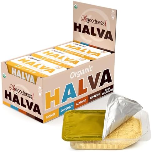 Organic OhGoodness! Honey Halva - Case Of 12 - Only TWO Simple Ingredients, Melt-in-Mouth Snack & Dessert, Honey Sweetened Treat Paleo Friendly - (Honey - Original) 75g Each