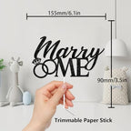 Black Glitter Marry Me Pair Ring Cake Topper Cheer to Wedding Engagement Anniversary Theme Party Decor Supplies