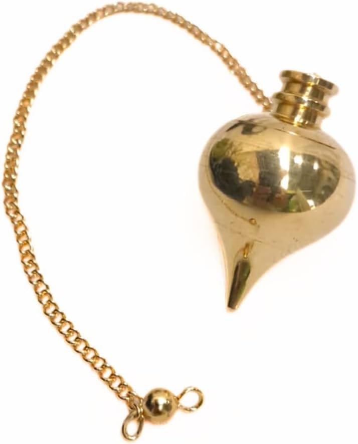 Jet Gold Plated Cone Pendulum Pot Chamber Reiki Wiccan Free Booklet Jet International Crystal Therapy Healing Dowsing A++ Metaphysical Spiritual Answers Occult Mystic Image is JUST A Reference