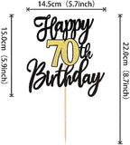 1 PCS Happy 70th Birthday Cake Topper Black Gold Glitter Cheers to 70 Years Birthday Cake Pick 70 Fabulous Cake Decoration for Happy 70th Birthday Anniversary Party Decorations Supplies