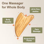 Gua Sha Tool for Face - Natural Facial Massager for Lymphatic Drainage, Jawline Sculpting & Puffiness Reducing, Full-Body Massage Tools for Pain Relief, Mothers Day Gifts(Olive Wood)