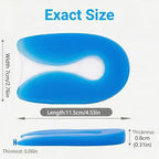 1Pair Blue Silicone U-Shaped Heel Cups Plantar Fasciitis Insert Invisible Heel Pads Soft Gel Heel Cushions Protectors Shock Absorbing Support for Women Men(Large)