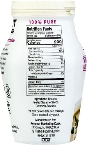 Mighty Sesame Co. Sesame Tahini Paste 16oz (2 Pack) |Rich & Creamy Tahini Sauce for Hummus, Just One Ingredient, Keto Friendly, Vegan, Plant Based Protein, Non GMO, Kosher