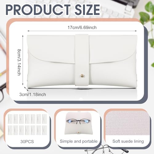 Nuogo 30 Pack Eyeglass Case Soft Glasses Case Studded Sunglasses Pouch Portable PU Leather Bag for Women Men