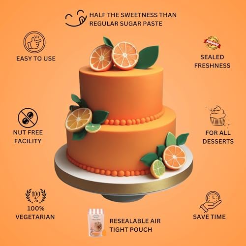 Confect Citrus Orange Fondant Icing | Edible, Easy-to-Roll Orange Fondant for Cake Decorating | Smooth Sugar Paste for Cake Covering, Toppers & Edible Decorations | Chef’s Choice | Vegan, Gluten-Free, Nut-Free, Palm Oil-Free- 8.8 Oz