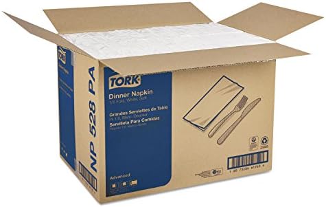 Tork NP528PA Advanced Dinner Napkins, 2-Ply, 15-Inch x 17-Inch, 1/8 Fold, White, 100/PK, 28 PK/CT (TRKNP528PA)