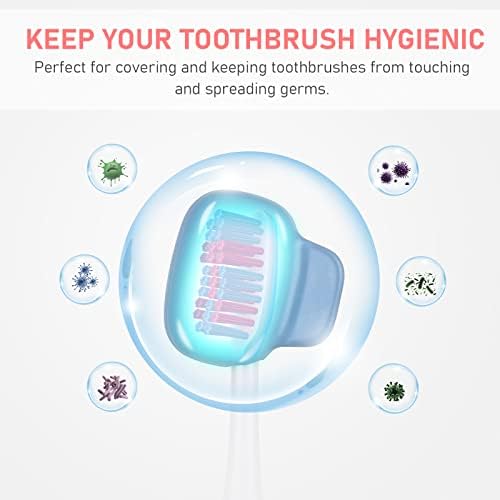Toothbrush Covers Caps Family Pack:Tooth Brush Coveres Travel Case Protector Plastic Clip for Household Travel, Fits Electronic and Manual Toothbrushes for Adults Kids (W+PINK)