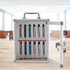 12 Slots Cell Phone Locker, Aluminum Alloy Phone Holder with Key Lock, Wall Mount Portable Cell Phone Lock Box with Handle for Schools, Offices, Conferences