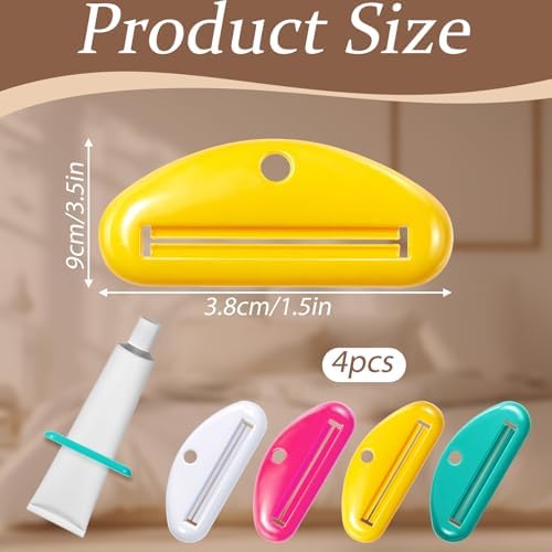 JJUNW 12Pcs Toothpaste Squeezers Bulk, 4 Colors Toothpaste Clips Tube Squeezer Dispenser, Toothpaste Rollers Clips for Hair Gel,Hand Cream, Paint Tubes, Cosmetics, Bathroom